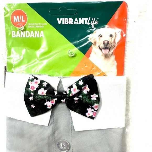 ❤️ 5 for $10 ONE Vibrant Life Dogs’ Bandana with Floral Bow Tie Size M/L - Picture 2 of 3